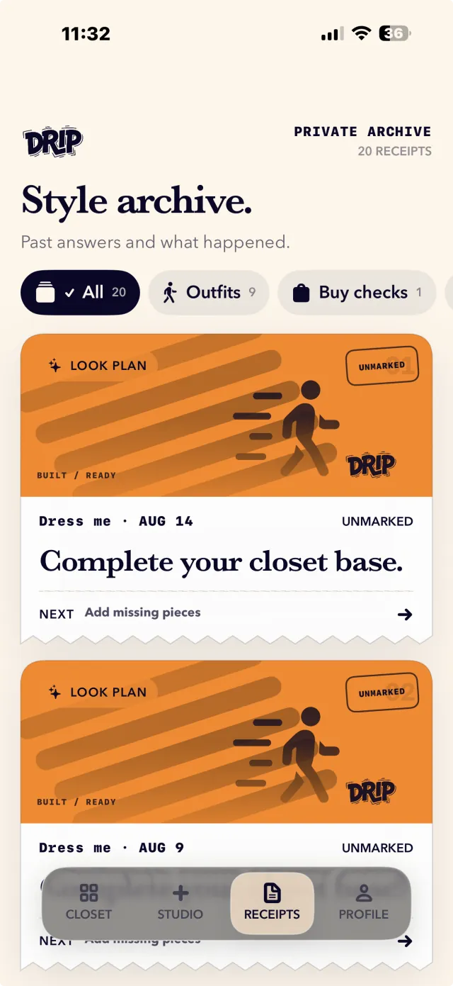 Real Drip private style archive interface
