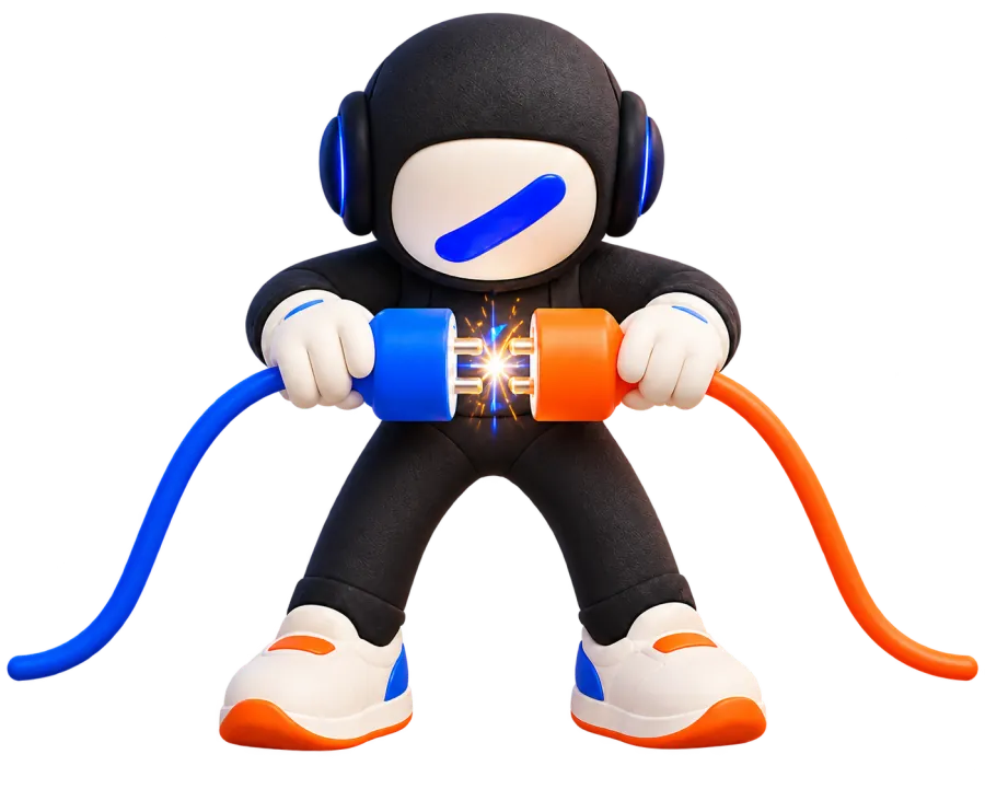 The Real Company character connecting two trusted tools