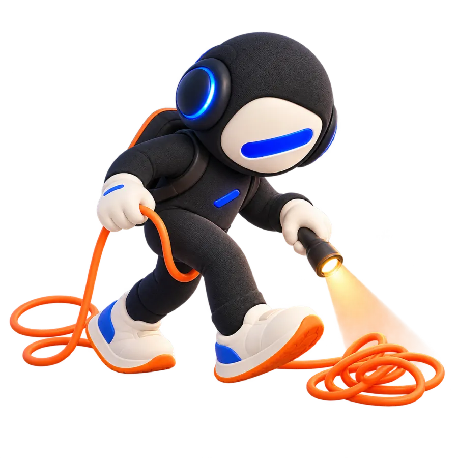 The Real Company character diagnosing a tangled workflow