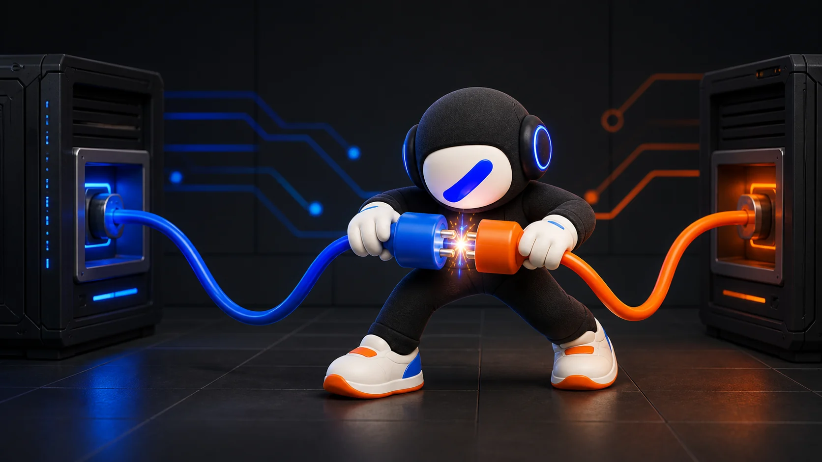 The Real Company software connector joining two working systems