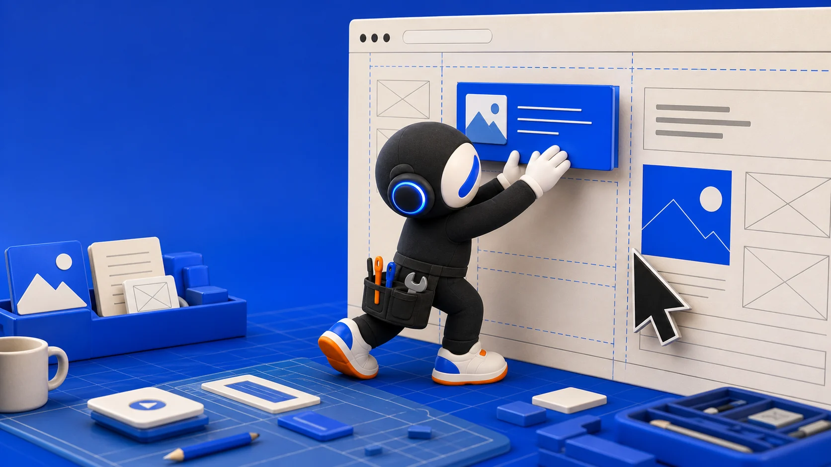 The Real Company website builder assembling a useful interface